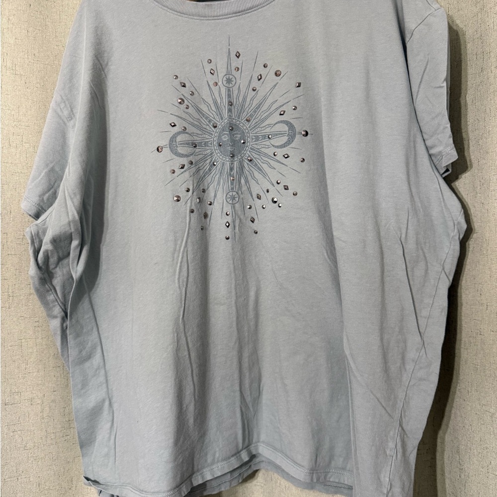 Torrid Blue/Green Stud Detail Tee